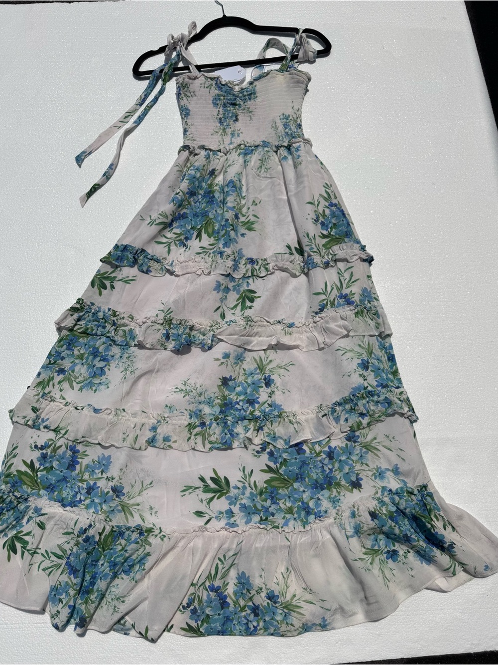 Yumi Kim White Maxi Dress with Blue & Green Floral Print